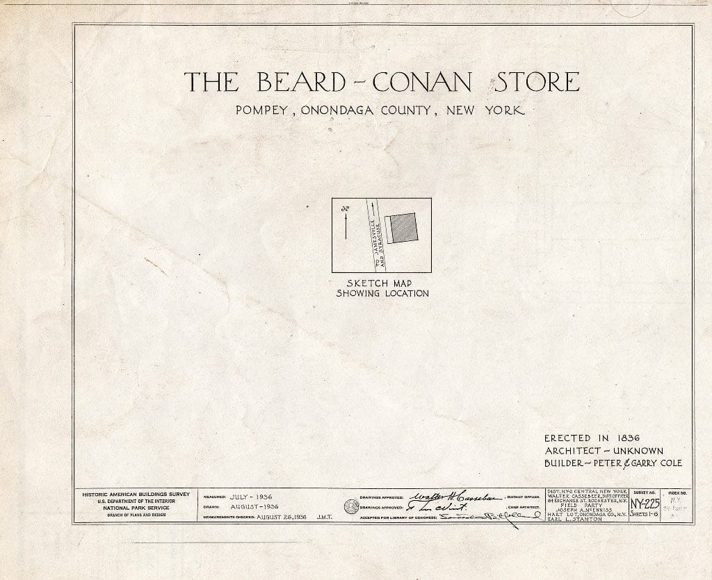 Blueprint HABS NY,34-Pomp,3- (Sheet 0 of 6) - Beard-Conan Store, Pompey, Onondaga County, NY