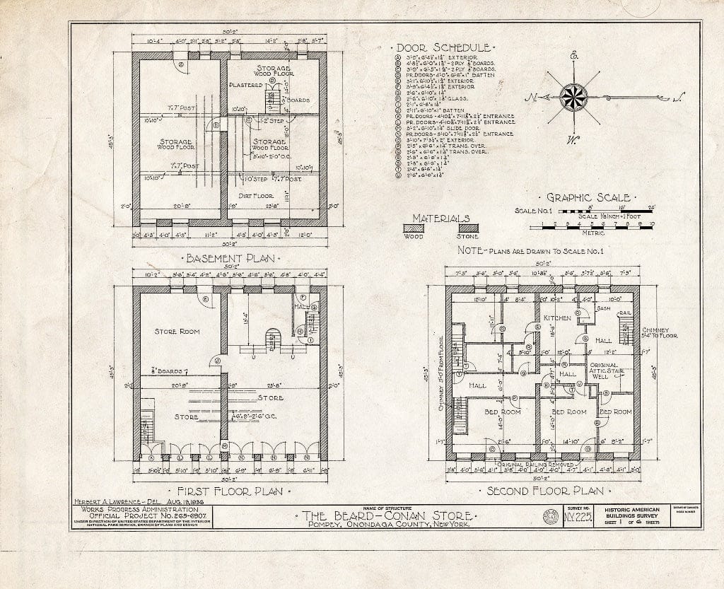 Blueprint HABS NY,34-Pomp,3- (Sheet 1 of 6) - Beard-Conan Store, Pompey, Onondaga County, NY