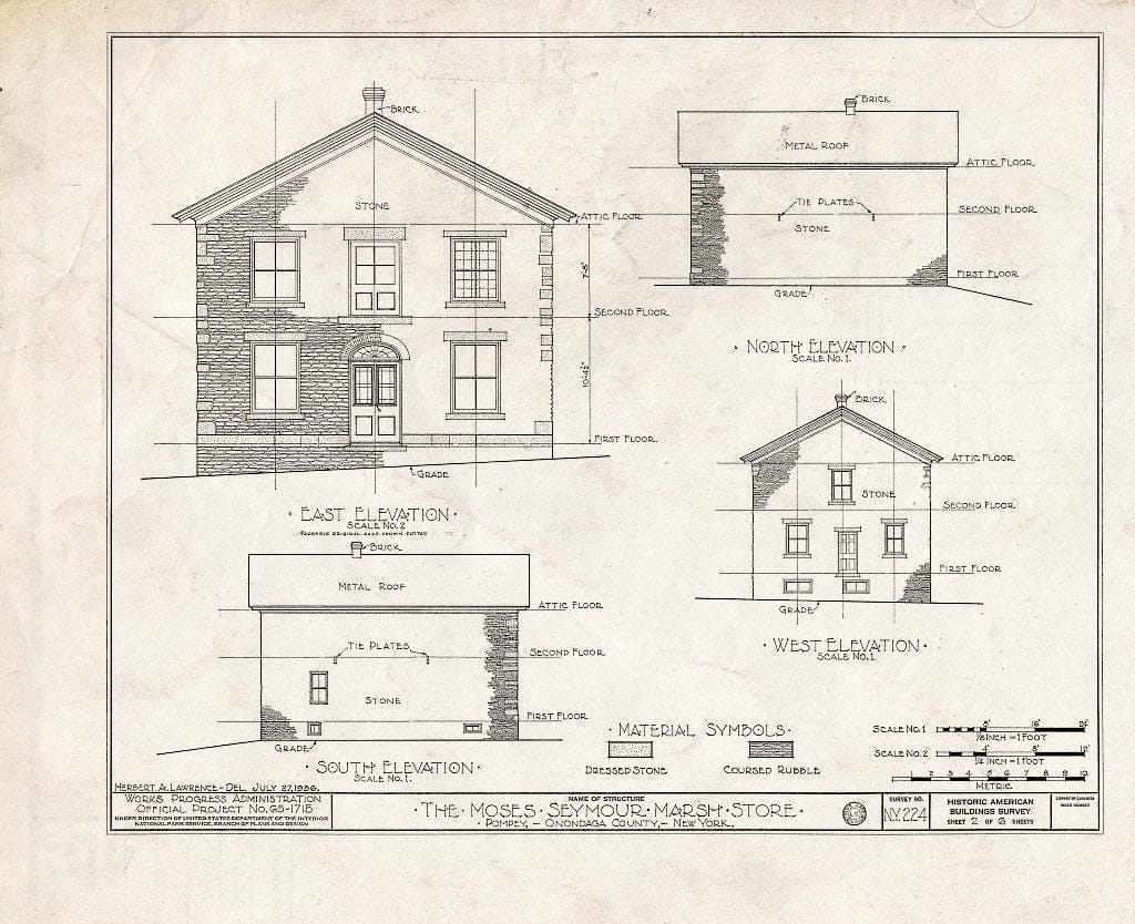 Blueprint HABS NY,34-Pomp,2- (Sheet 2 of 6) - Moses Seymour Marsh Store, Pompey, Onondaga County, NY