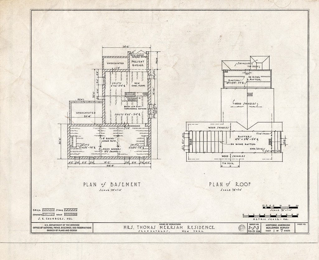 Blueprint HABS NY,34-SKA,5- (Sheet 1 of 7) - Merriam House, West Genesee Street, Skaneateles, Onondaga County, NY