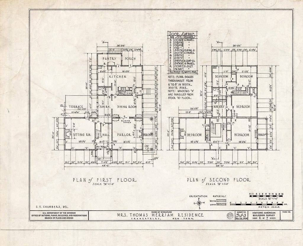 Blueprint HABS NY,34-SKA,5- (Sheet 2 of 7) - Merriam House, West Genesee Street, Skaneateles, Onondaga County, NY