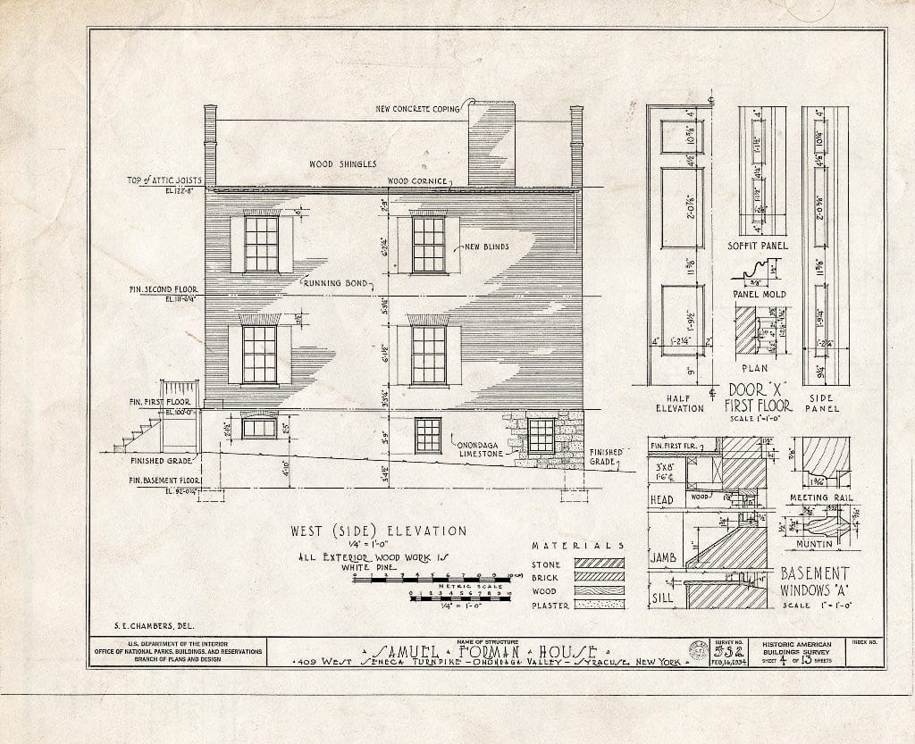 Blueprint HABS NY,34-SYRA,3- (Sheet 4 of 13) - Samuel Forman House, 409 West Seneca Street, Syracuse, Onondaga County, NY