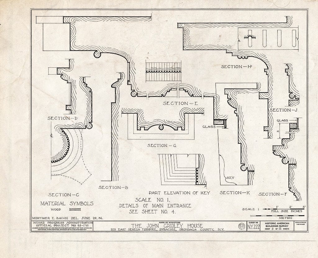 Blueprint HABS NY,34-SYRA,4- (Sheet 5 of 12) - John Gridley House, 205 East Seneca Turnpike, Syracuse, Onondaga County, NY
