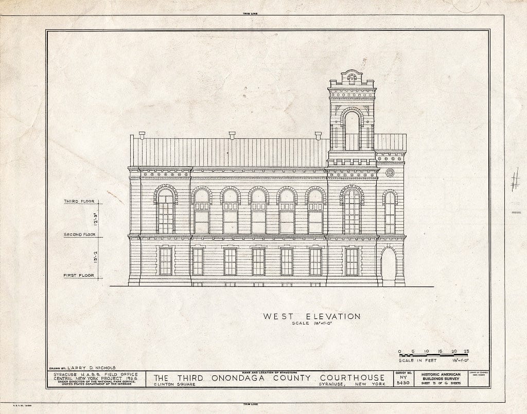 Blueprint HABS NY,34-SYRA,13- (Sheet 5 of 6) - Old Onondaga County Courthouse, Clinton Square, Syracuse, Onondaga County, NY