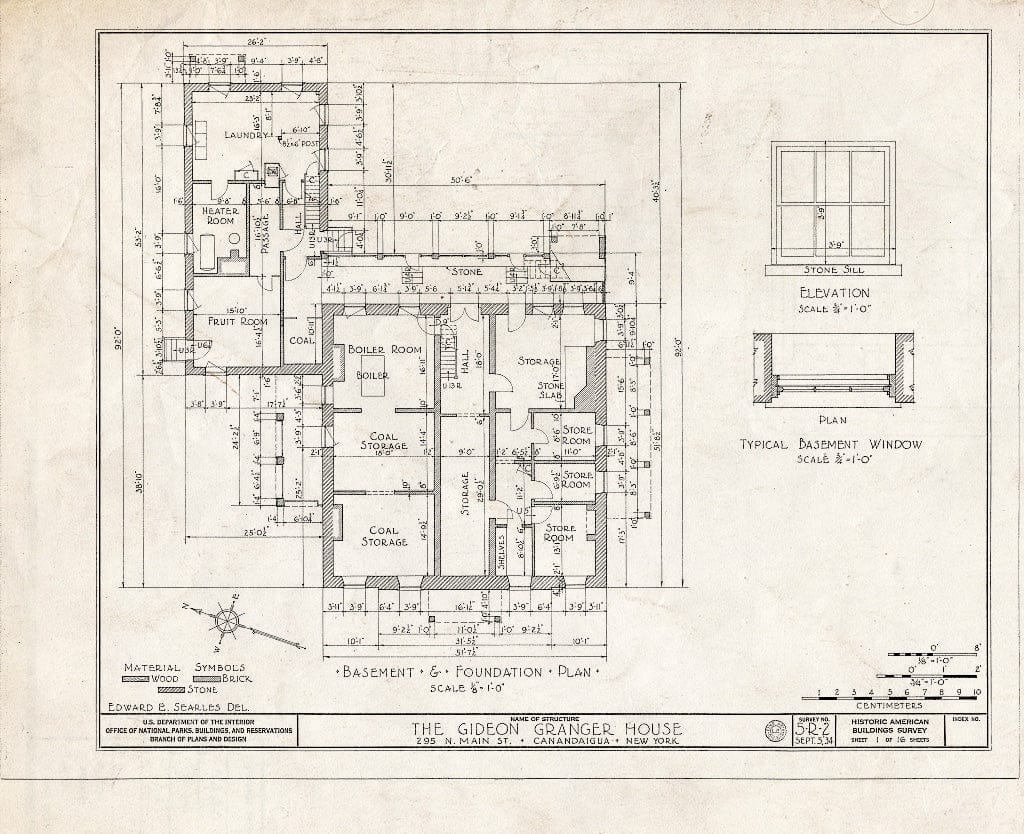 Blueprint HABS NY,35-Canda,2- (Sheet 1 of 16) - Gideon Granger House, 295 North Main Street, Canandaigua, Ontario County, NY