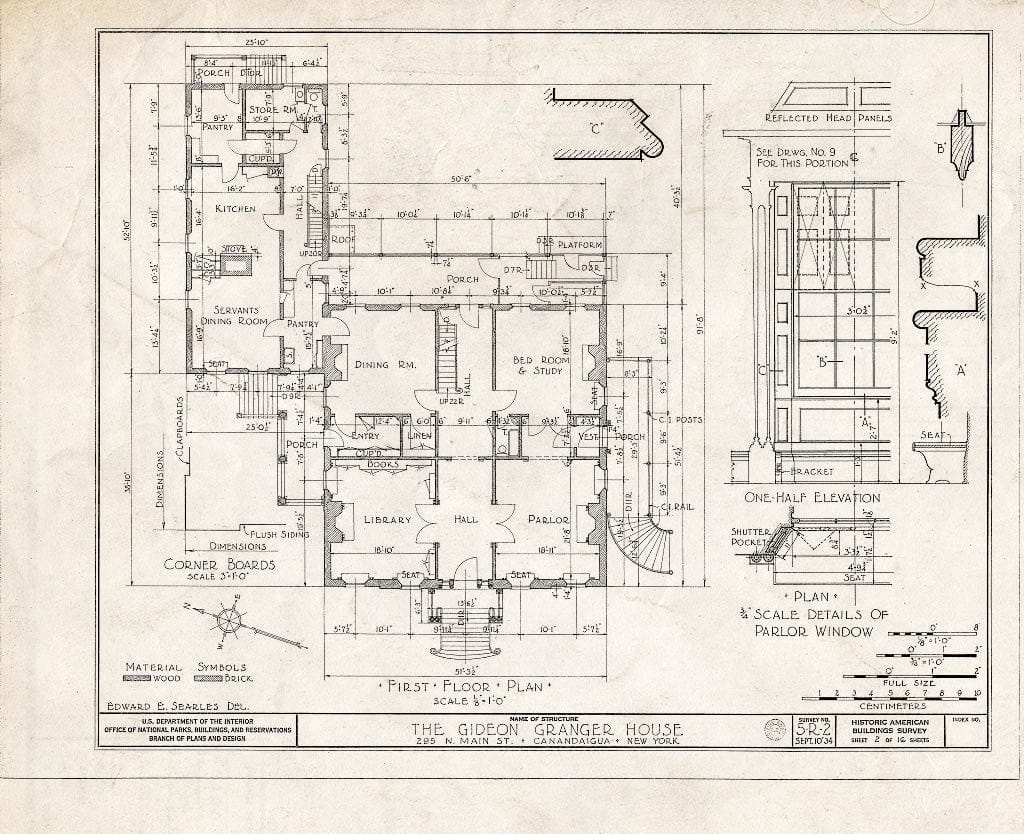 Blueprint HABS NY,35-Canda,2- (Sheet 2 of 16) - Gideon Granger House, 295 North Main Street, Canandaigua, Ontario County, NY