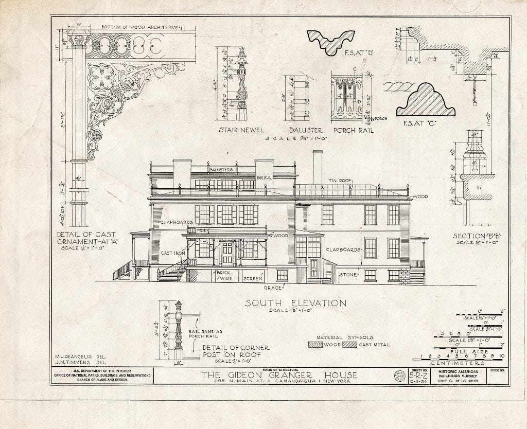 Blueprint HABS NY,35-Canda,2- (Sheet 6 of 16) - Gideon Granger House, 295 North Main Street, Canandaigua, Ontario County, NY