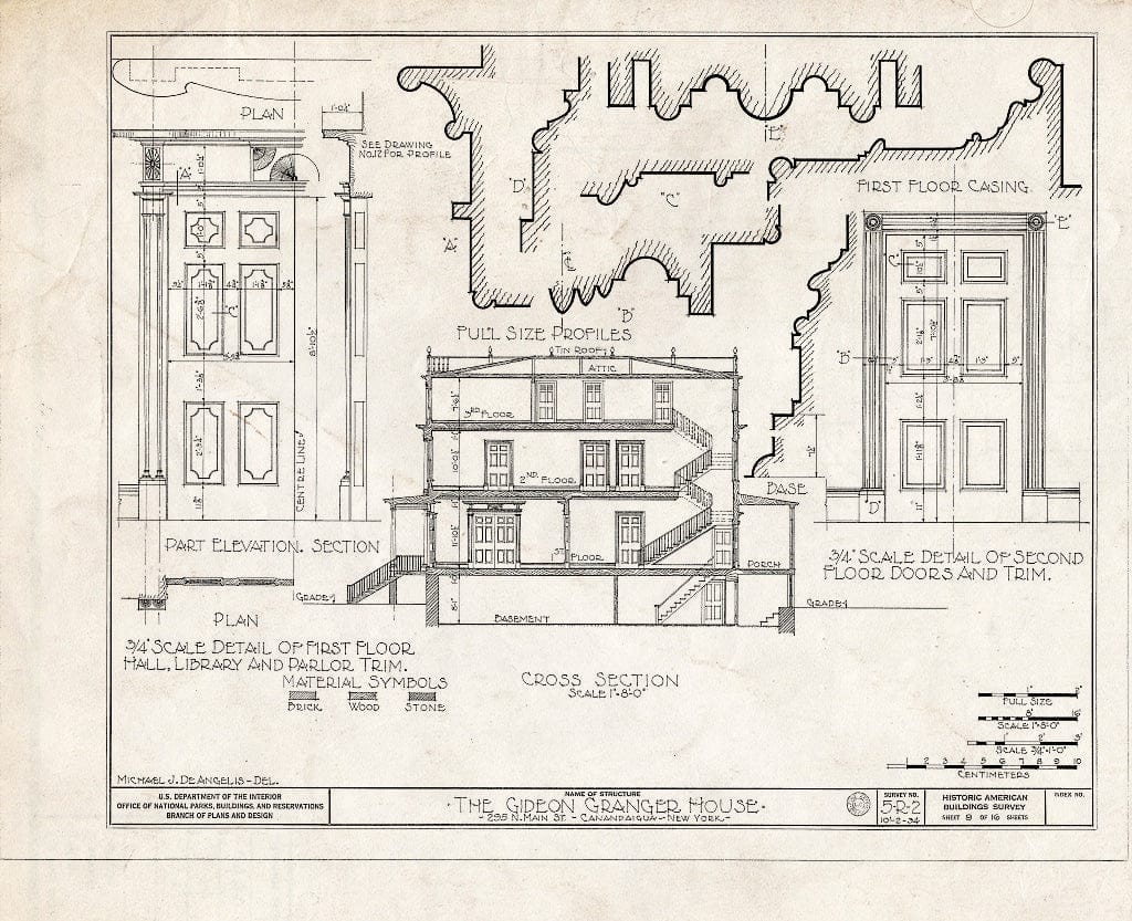 Blueprint HABS NY,35-Canda,2- (Sheet 9 of 16) - Gideon Granger House, 295 North Main Street, Canandaigua, Ontario County, NY