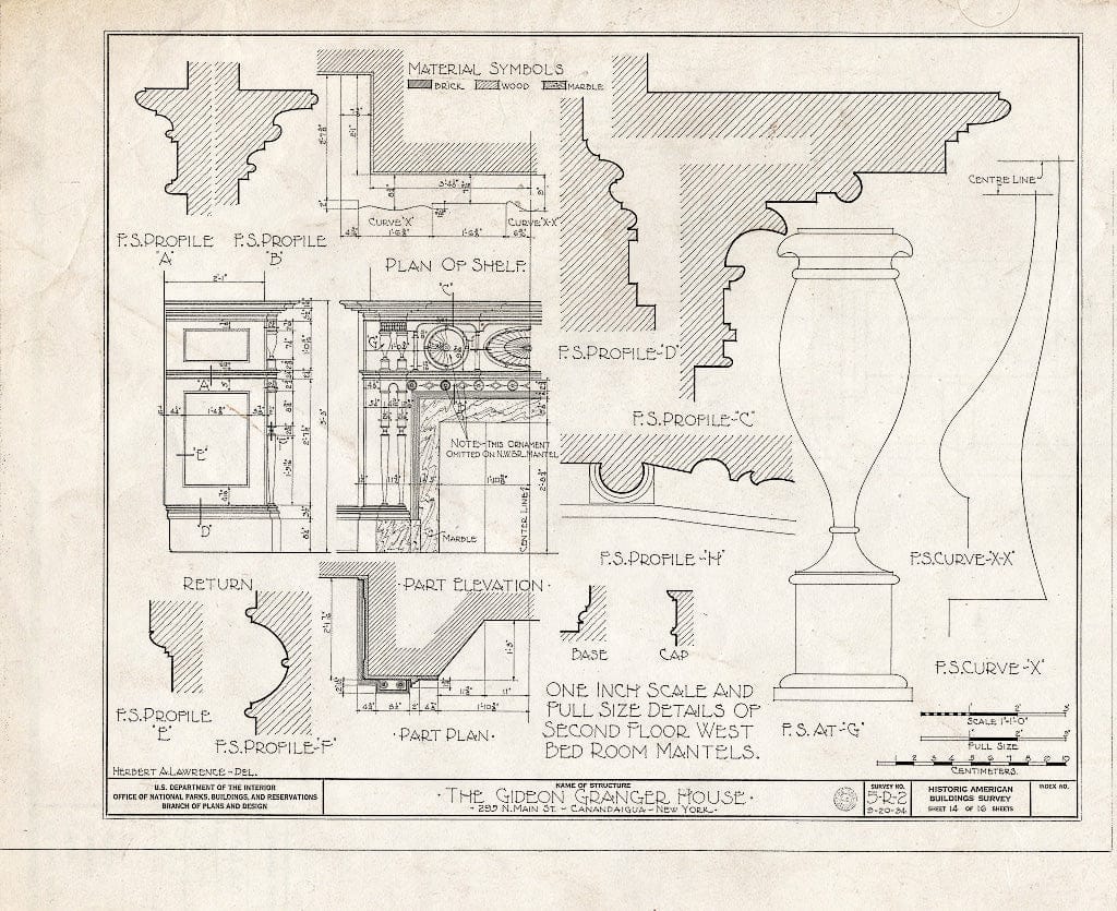 Blueprint HABS NY,35-Canda,2- (Sheet 14 of 16) - Gideon Granger House, 295 North Main Street, Canandaigua, Ontario County, NY