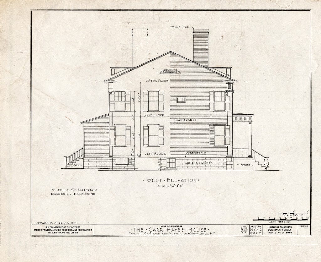 Blueprint HABS NY,35-Canda,3- (Sheet 5 of 14) - Carr-Hayes House, Gibson & Hubbell Streets, Canandaigua, Ontario County, NY