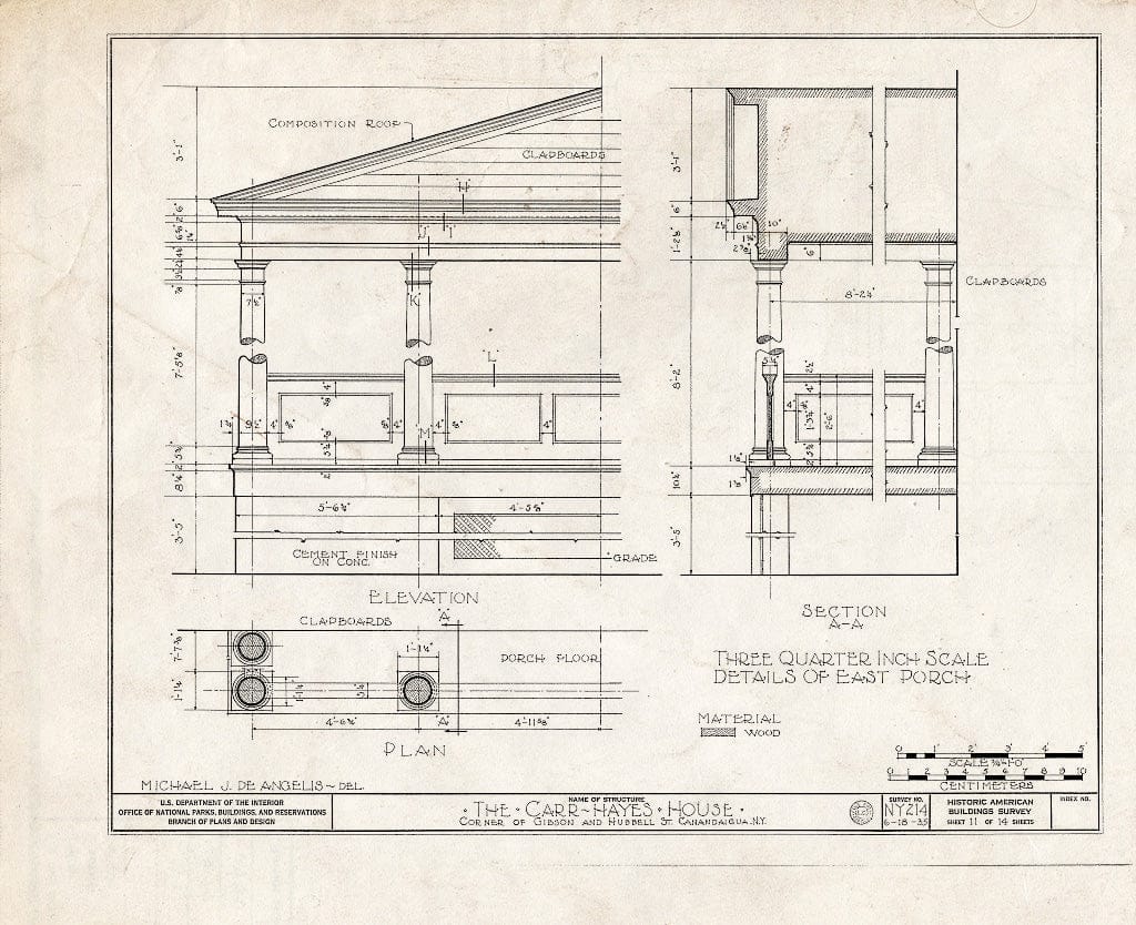 Blueprint HABS NY,35-Canda,3- (Sheet 11 of 14) - Carr-Hayes House, Gibson & Hubbell Streets, Canandaigua, Ontario County, NY