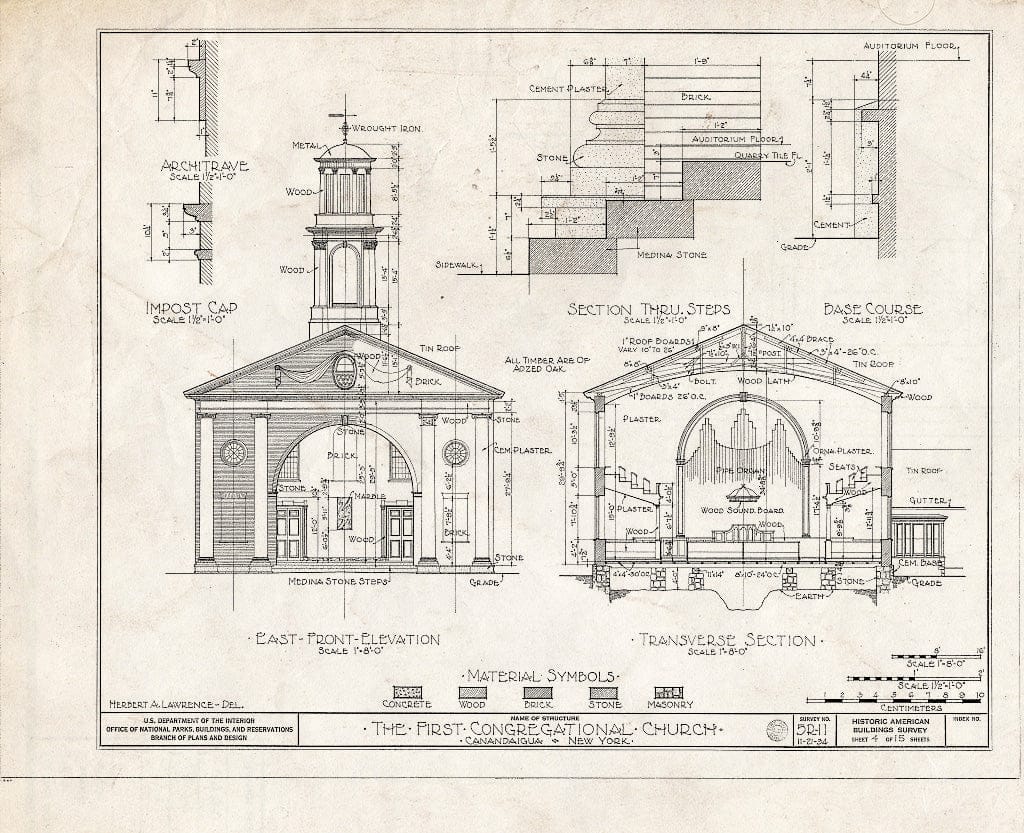 Blueprint HABS NY,35-Canda,5- (Sheet 4 of 15) - First Congregational Church, North Main Street, Canandaigua, Ontario County, NY