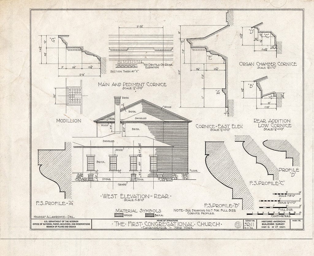 Blueprint HABS NY,35-Canda,5- (Sheet 6 of 15) - First Congregational Church, North Main Street, Canandaigua, Ontario County, NY
