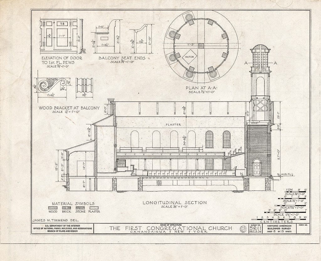 Blueprint HABS NY,35-Canda,5- (Sheet 8 of 15) - First Congregational Church, North Main Street, Canandaigua, Ontario County, NY
