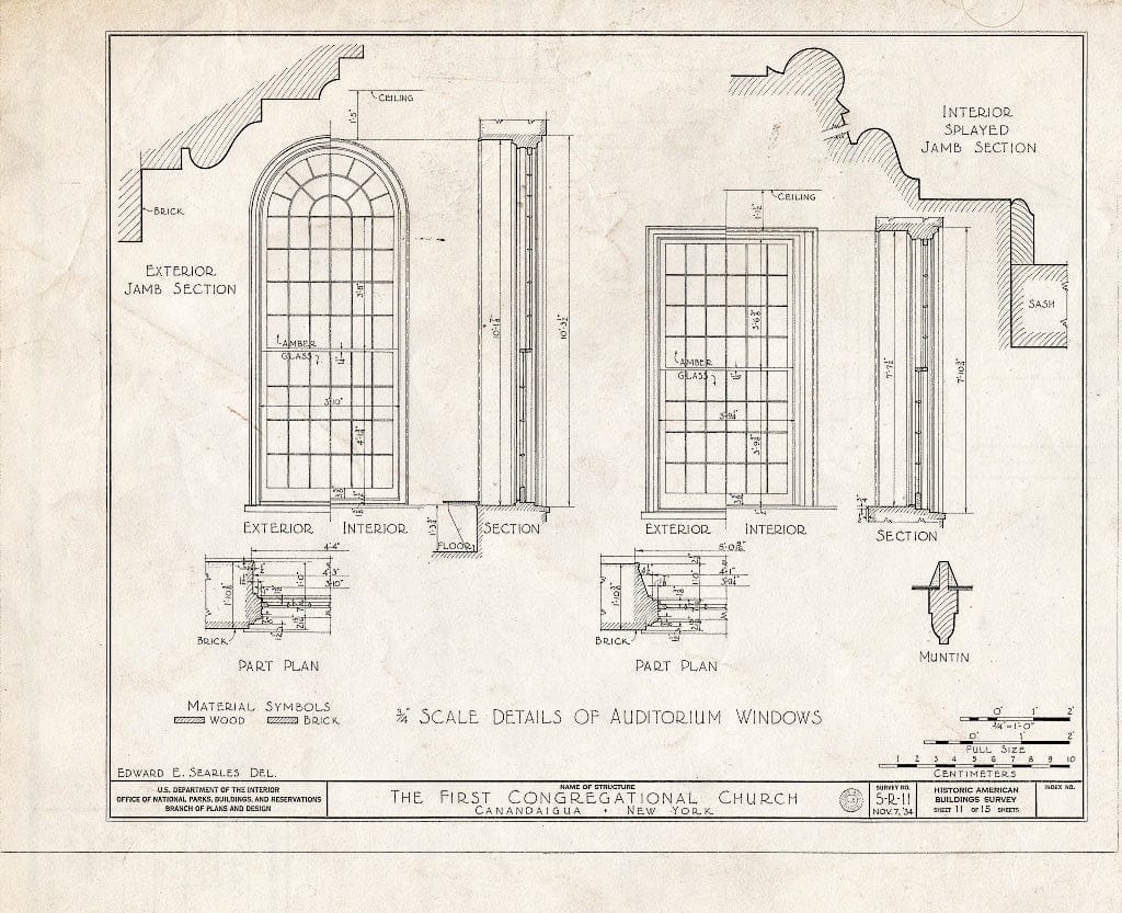 Blueprint HABS NY,35-Canda,5- (Sheet 11 of 15) - First Congregational Church, North Main Street, Canandaigua, Ontario County, NY