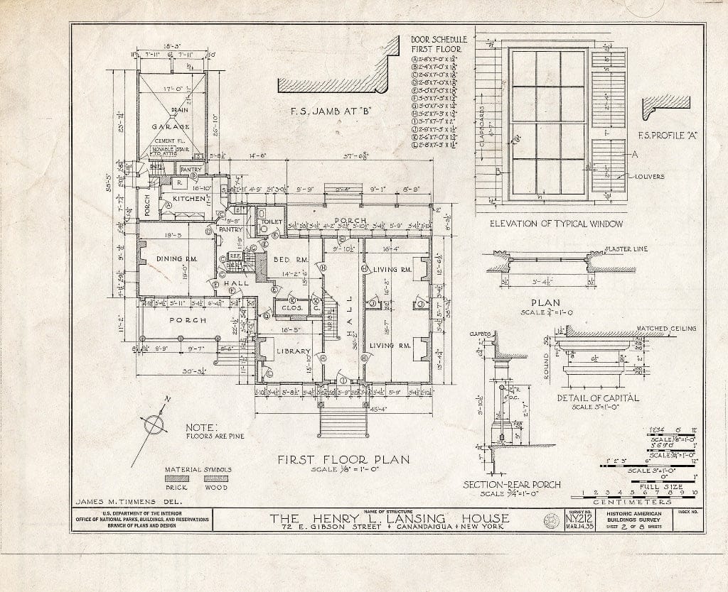 Blueprint HABS NY,35-Canda,6- (Sheet 2 of 8) - Henry Lansing House, 72 East Gibson Street, Canandaigua, Ontario County, NY