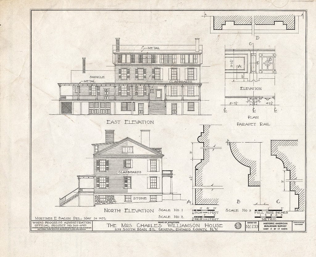 Blueprint HABS NY,35-GEN,2- (Sheet 4 of 13) - Colonel Charles Williamson House, 839 South Main Street, Geneva, Ontario County, NY