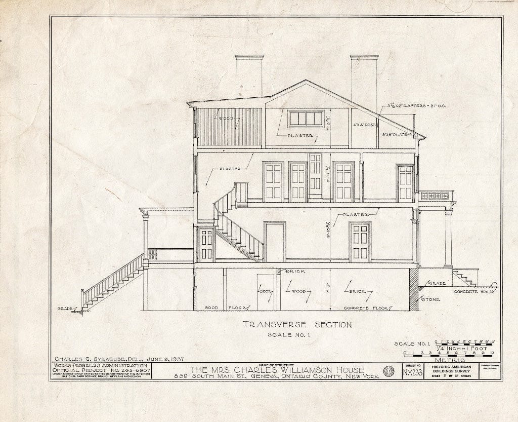 Blueprint HABS NY,35-GEN,2- (Sheet 5 of 13) - Colonel Charles Williamson House, 839 South Main Street, Geneva, Ontario County, NY