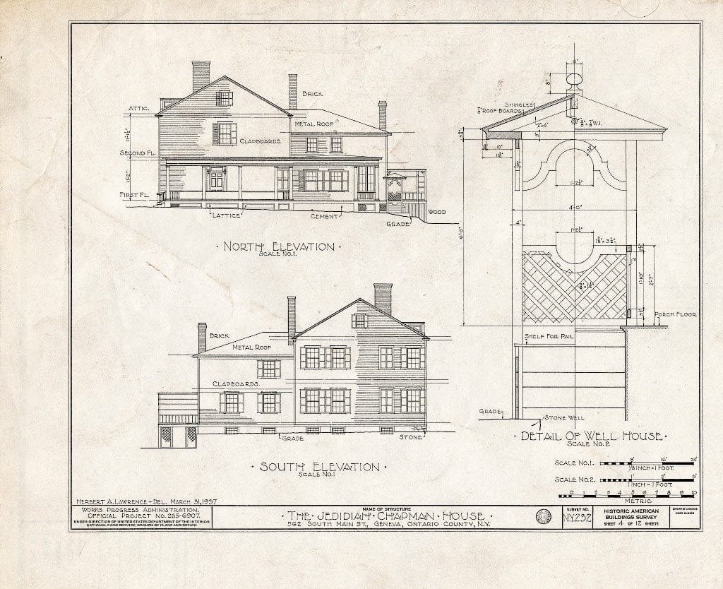Blueprint HABS NY,35-GEN,4- (Sheet 4 of 12) - Jedidiah Chapman House, 562 South Main Street, Geneva, Ontario County, NY