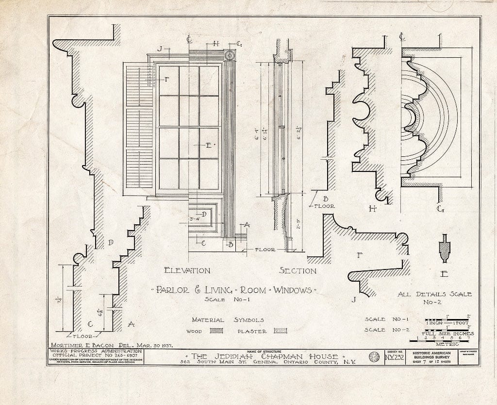 Blueprint HABS NY,35-GEN,4- (Sheet 7 of 12) - Jedidiah Chapman House, 562 South Main Street, Geneva, Ontario County, NY