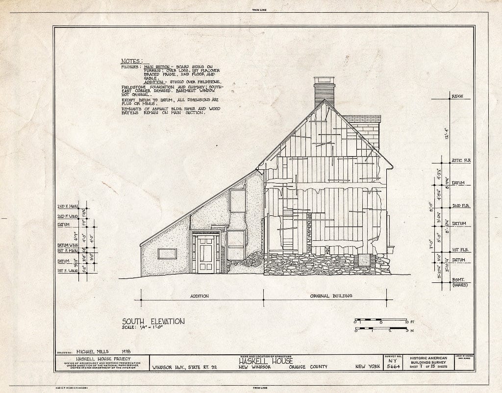 Blueprint HABS NY,36-NEWI,1- (Sheet 7 of 15) - John Haskell House, Windsor Highway (Route 32), New Windsor, Orange County, NY