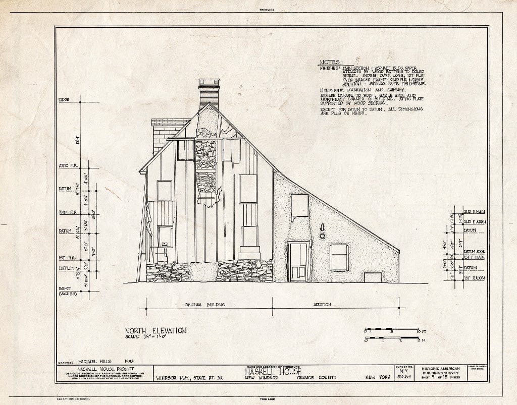 Blueprint HABS NY,36-NEWI,1- (Sheet 9 of 15) - John Haskell House, Windsor Highway (Route 32), New Windsor, Orange County, NY