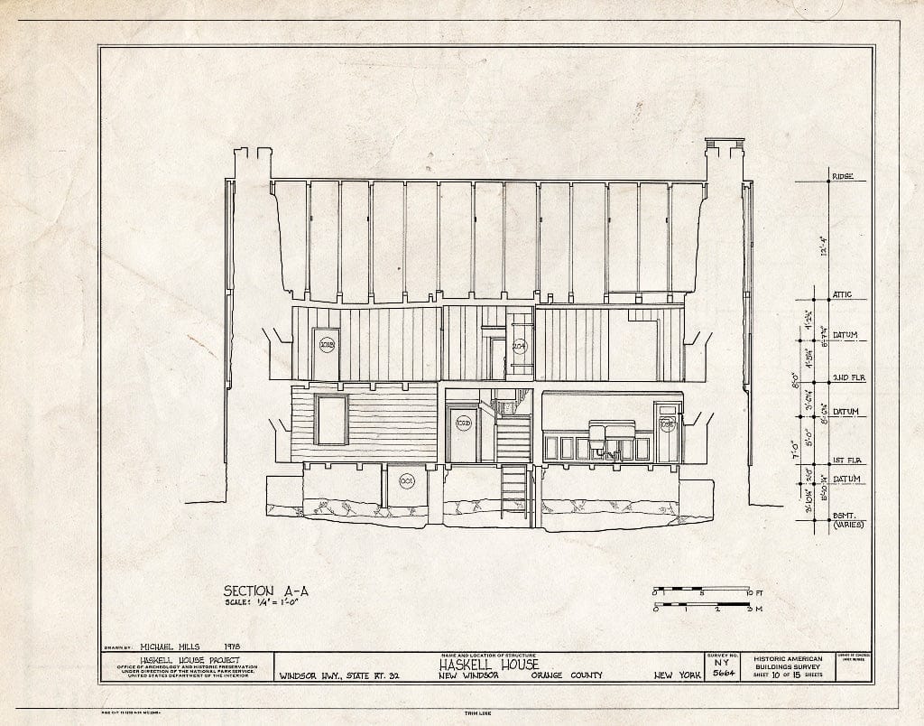 Blueprint HABS NY,36-NEWI,1- (Sheet 10 of 15) - John Haskell House, Windsor Highway (Route 32), New Windsor, Orange County, NY