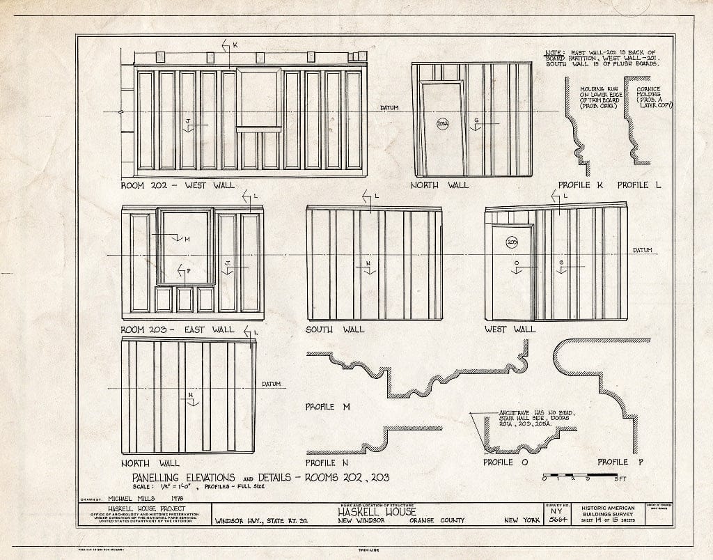 Blueprint HABS NY,36-NEWI,1- (Sheet 14 of 15) - John Haskell House, Windsor Highway (Route 32), New Windsor, Orange County, NY