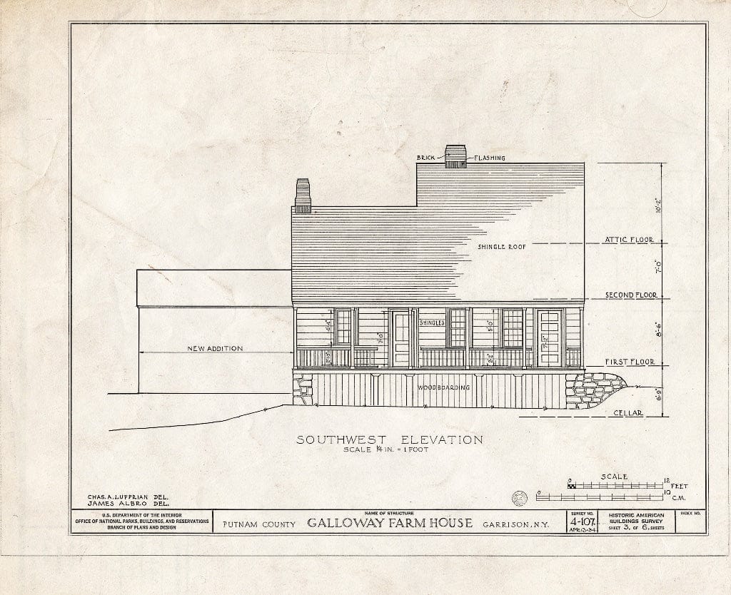 Blueprint HABS NY,40-GARI,1- (Sheet 3 of 6) - Galloway Farmhouse, Manitou Road, Garrison, Putnam County, NY