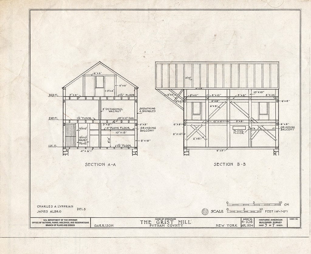 Blueprint HABS NY,40-GARI,2- (Sheet 5 of 7) - Grist Mill, Manitou Road, Garrison, Putnam County, NY