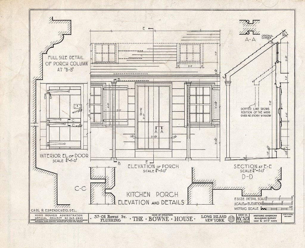 Blueprint HABS NY,41-Flush,5- (Sheet 6 of 17) - Bowne House, 37-01 Bowne Street, Flushing, Queens County, NY