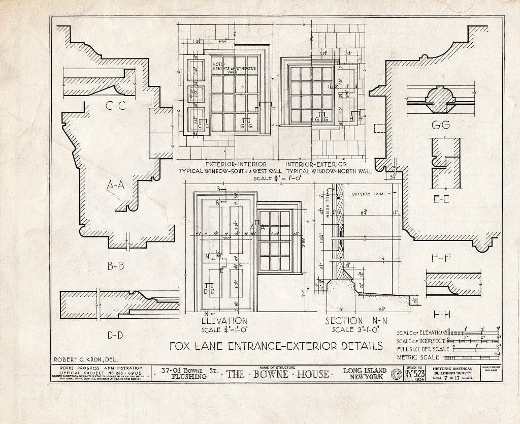 Blueprint HABS NY,41-Flush,5- (Sheet 7 of 17) - Bowne House, 37-01 Bowne Street, Flushing, Queens County, NY