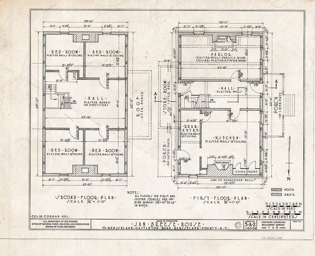 Blueprint HABS NY,42-GREBUE,1- (Sheet 1 of 4) - Jan Breese House, Castleton Road, East Greenbush, Rensselaer County, NY