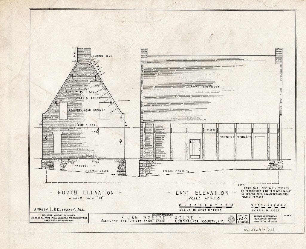 Blueprint HABS NY,42-GREBUE,1- (Sheet 3 of 4) - Jan Breese House, Castleton Road, East Greenbush, Rensselaer County, NY