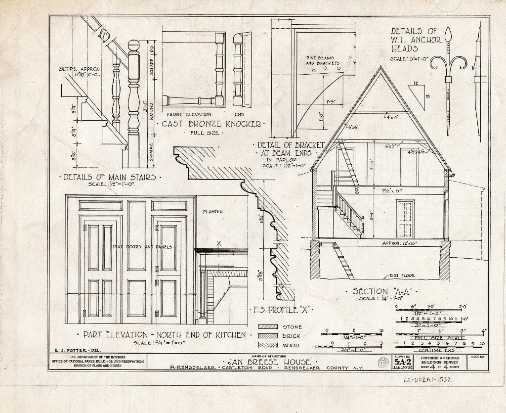 Blueprint HABS NY,42-GREBUE,1- (Sheet 4 of 4) - Jan Breese House, Castleton Road, East Greenbush, Rensselaer County, NY