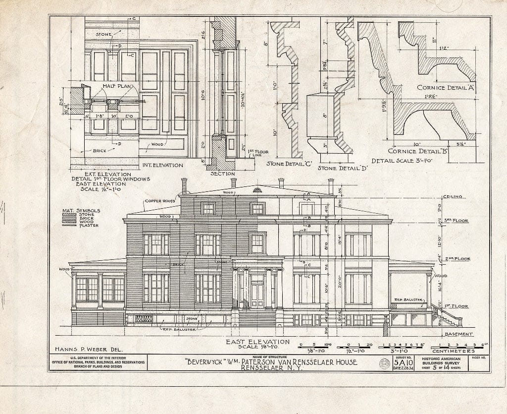 Blueprint HABS NY,42-RENLA,1- (Sheet 5 of 14) - Beverwyck, Washinghton Avenue Extension, Rensselaer, Rensselaer County, NY