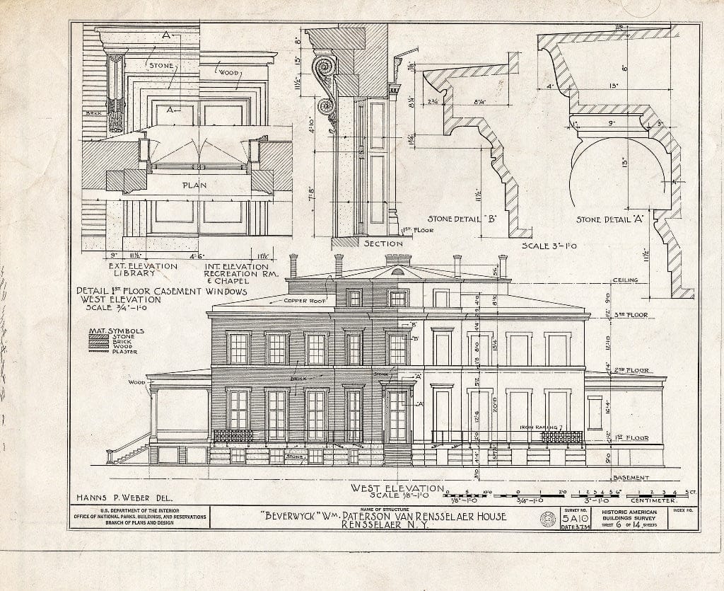 Blueprint HABS NY,42-RENLA,1- (Sheet 6 of 14) - Beverwyck, Washinghton Avenue Extension, Rensselaer, Rensselaer County, NY