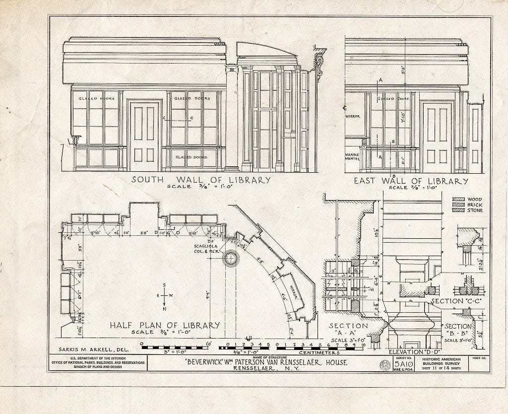 Blueprint HABS NY,42-RENLA,1- (Sheet 11 of 14) - Beverwyck, Washinghton Avenue Extension, Rensselaer, Rensselaer County, NY