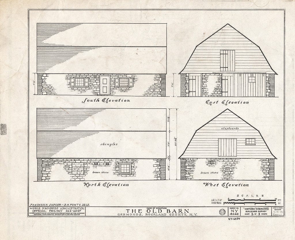 Blueprint HABS NY,44-Germ,1- (Sheet 3 of 3) - The Old Barn, Germonds, Rockland County, NY