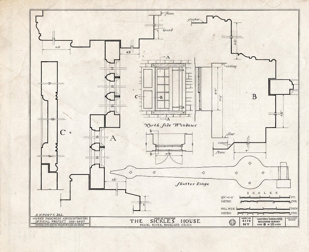 Blueprint HABS NY,44-PERL.V,1- (Sheet 8 of 10) - Sickles House, Pearl River, Rockland County, NY