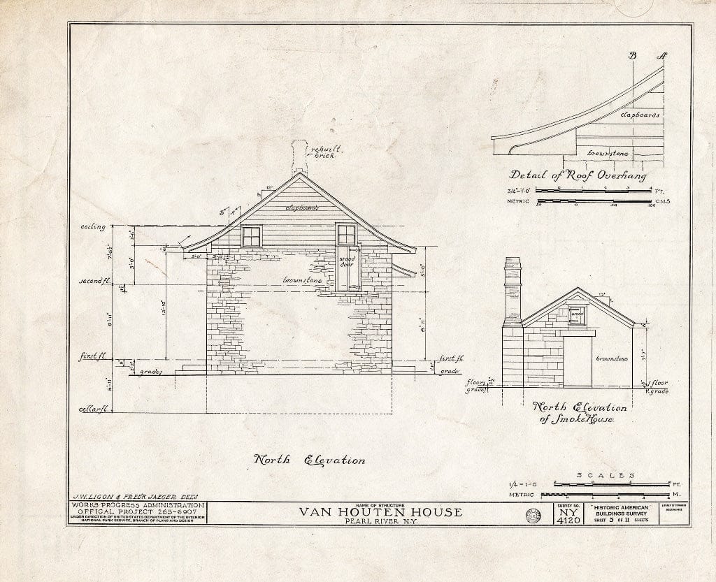 Blueprint HABS NY,44-ORABU.V,1- (Sheet 5 of 11) - Van Houten House, Orangeburg, Rockland County, NY