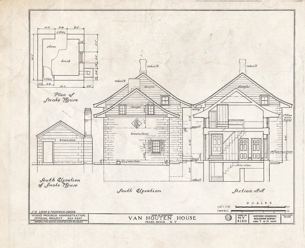 Blueprint HABS NY,44-ORABU.V,1- (Sheet 7 of 11) - Van Houten House, Orangeburg, Rockland County, NY