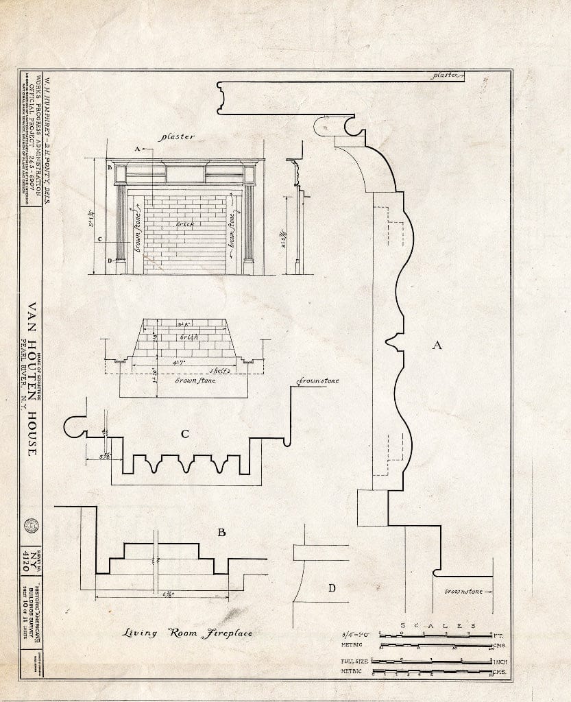 Blueprint HABS NY,44-ORABU.V,1- (Sheet 10 of 11) - Van Houten House, Orangeburg, Rockland County, NY