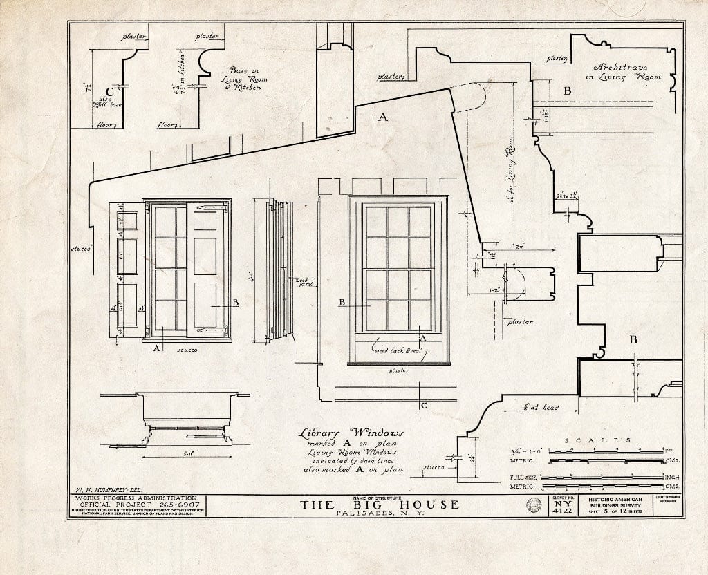 Blueprint HABS NY,44-PAL,1- (Sheet 5 of 12) - The Big House, State Route 9W Vicinity, Palisades, Rockland County, NY