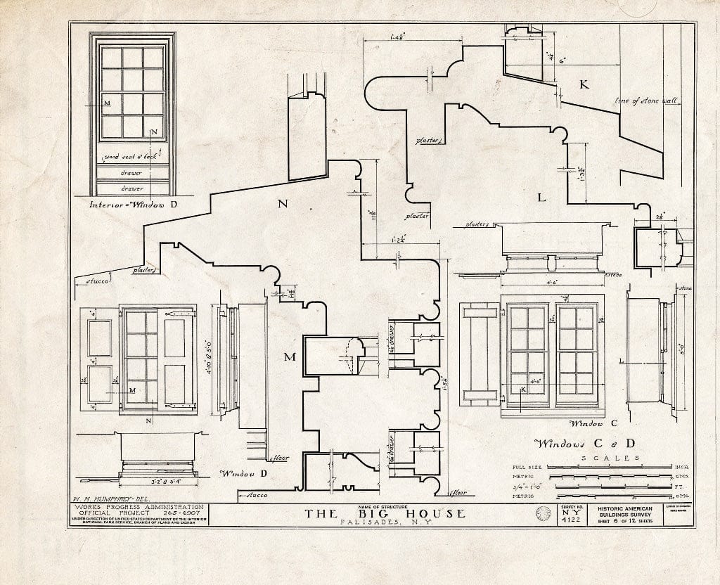 Blueprint HABS NY,44-PAL,1- (Sheet 6 of 12) - The Big House, State Route 9W Vicinity, Palisades, Rockland County, NY