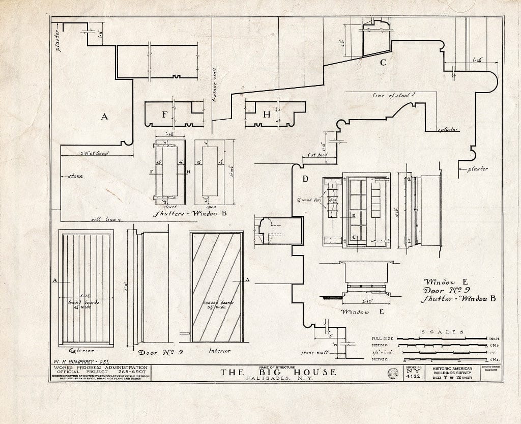 Blueprint HABS NY,44-PAL,1- (Sheet 7 of 12) - The Big House, State Route 9W Vicinity, Palisades, Rockland County, NY