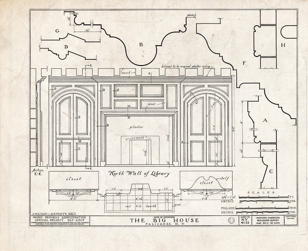 Blueprint HABS NY,44-PAL,1- (Sheet 10 of 12) - The Big House, State Route 9W Vicinity, Palisades, Rockland County, NY