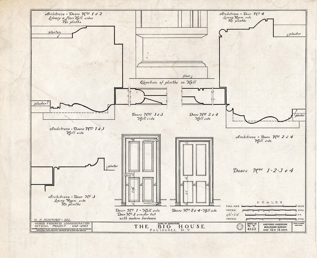 Blueprint HABS NY,44-PAL,1- (Sheet 12 of 12) - The Big House, State Route 9W Vicinity, Palisades, Rockland County, NY