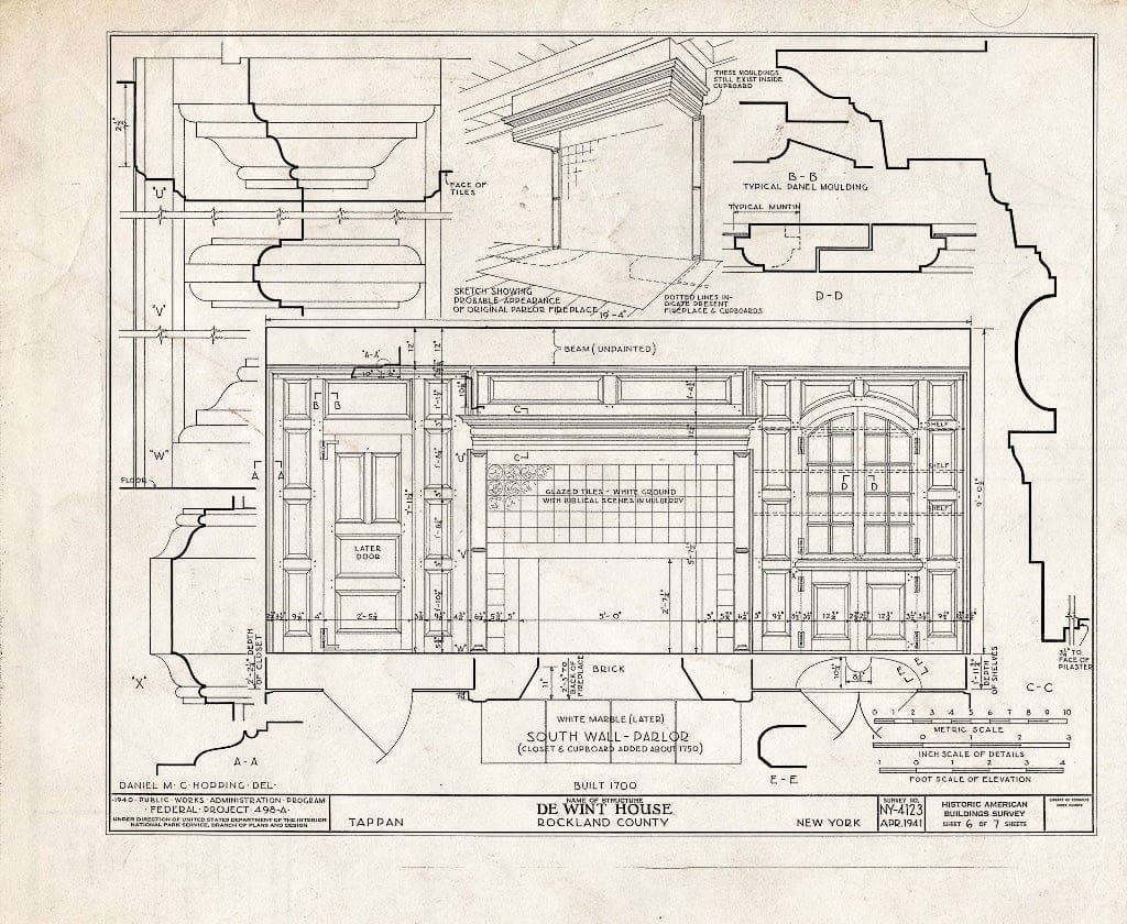 Blueprint HABS NY,44-TAP,2- (Sheet 6 of 7) - DE Windt House, Livingston Avenue & Oak Tree Road, Tappan, Rockland County, NY