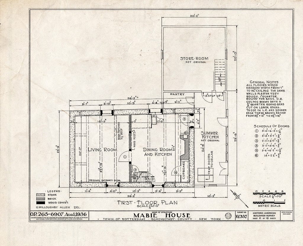 Blueprint HABS NY,47-ROTJ,1- (Sheet 6 of 16) - Jan Mabie House, River Road (State Route 55), Rotterdam Junction, Schenectady County, NY